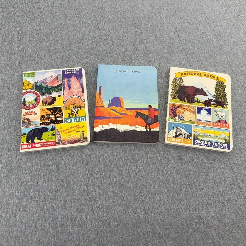 Lot of 3 Cavallini & Co. National Parks Mini Notebook Journals Grid Paper 5.5x4